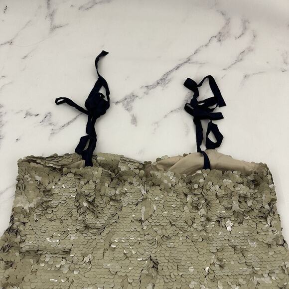 J.Crew Tie Shoulder Sequin Midi Dress Size 14 Beige Desert Canyon Sparkle - Picture 8 of 10